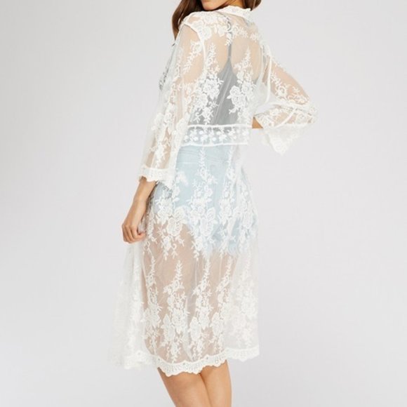 White lace kimono cardigan - Picture 4 of 5